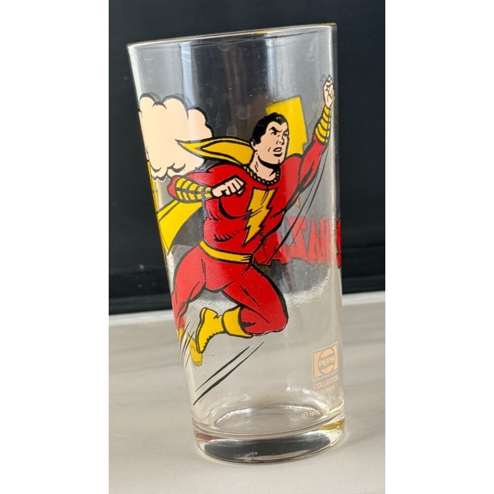 Vintage 70s DC Comics SHAZAM! Super Hero Pepsi Collector Series Tall Glass 1978